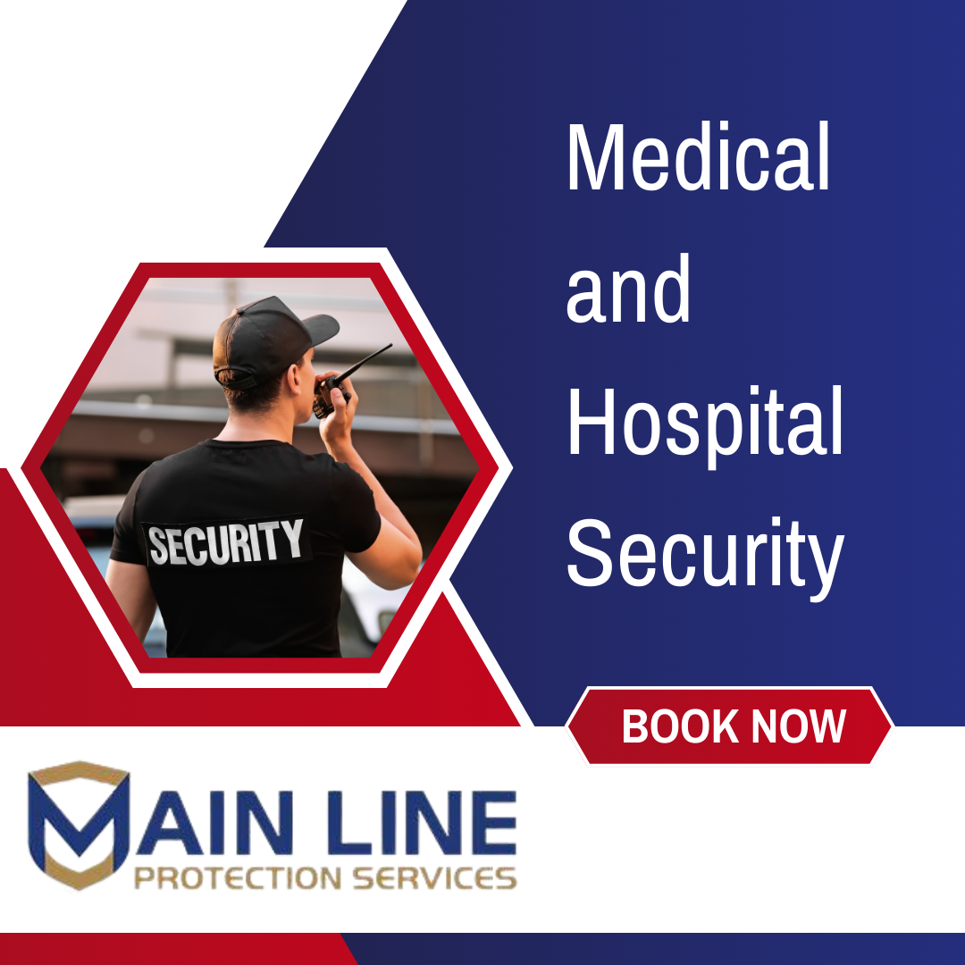 Illustration depicting essential hospital security measures and Main Line Protective Services' role in ensuring safety and compliance.